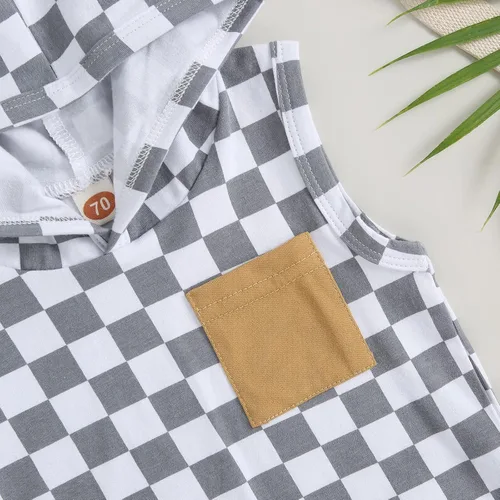 Miniatura 4 de Conjunto de ropa de verano para bebé, sin mangas, con capucha y pantalones cortos casuales