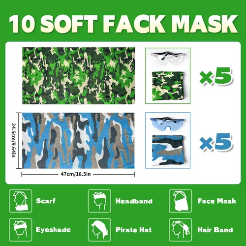Miniatura 5 de Suministros de fiesta compatibles con Nerf - Paquete de 10 pistolas de cumpleaños para niños, decoración de guerra, máscaras faciales y gafas, 200