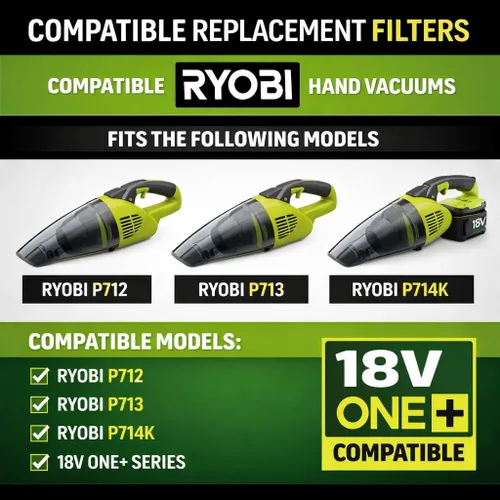 Miniatura 4 de Reemplazo del filtro de vacío compatible con aspiradora de mano Ryobi P712 P713 P714K de 18 V, montaje de soporte de filtro de aire para reemplazar