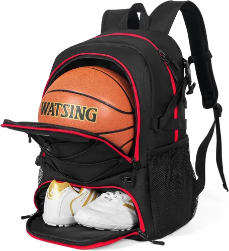 Miniatura 11 de GRANDUP - Mochila de baloncesto con compartimento para pelota y zapatos. Adecuada para voleibol, fútbol, natación, gimnasio, viajes y escuela