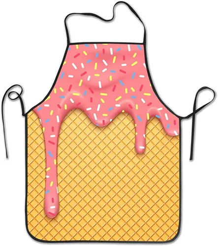 Helado Waffle Sabor Cereza Delicioso Verano Postre Apron Tema Cocina Chef Taller Mujeres Hombres Adultos Niñas Niños Tejedores Hornear Decoraciones