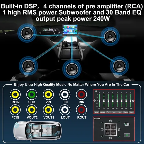 Miniatura 6 de Estéreo inalámbrico para automóvil de 10.1 pulgadas, desmontable y ajustable, Apple Carplay y Android Auto con pantalla táctil IPS de 1280 x 800