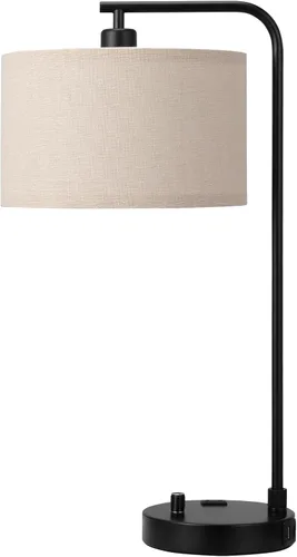 Miniatura 8 de Innqoo Lámpara de mesa alta con puerto USB y tomacorriente, lámparas de mesita de noche regulables con pantalla de lino, lámpara de escritorio