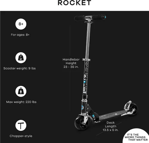 Miniatura 7 de Micro Kickboard Rocket Kick Scooter Edades 8-Adolescente