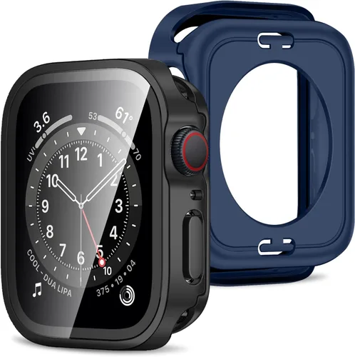 Miniatura 27 de Amizee Estuche 2 en 1 [Paquete de 2] Compatible con Apple Watch Series 9/8/ 7 de 45 mm con Protector de Pantalla Integrado, Cubierta Protectora