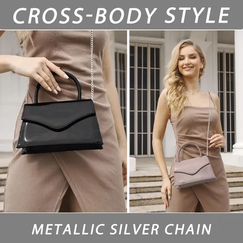 Miniatura 7 de Milisente Bolso de noche para mujer, bolso de mano para fiesta nupcial, bolsos de cóctel y baile de graduación con charol