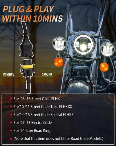 Miniatura 4 de XPCTD Luces LED de paso de 4.5 pulgadas 4-1/2 conducción antiniebla luces auxiliares para Electra Glide Road King Ultra Classic 2005 2006 2007 2008
