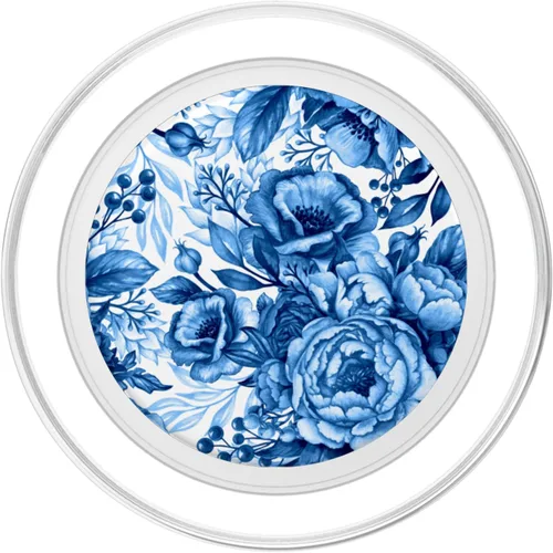 Miniatura 2 de Bonito patrón floral francés azul y blanco tan bonito PopSockets MagSafe PopGrip para iPhone