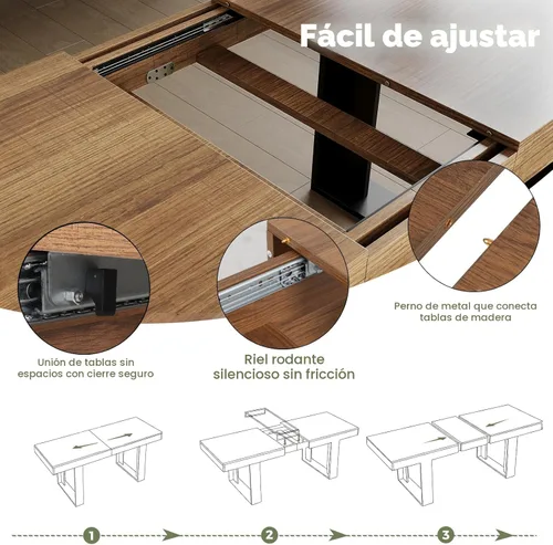Miniatura 6 de STHOUYN Mesa de comedor rústica extensible de estilo granja para 8 10, 70.9" (86.6") x 31.5", Mesa de comedor rectangular para 6-10, Mesa de cocina