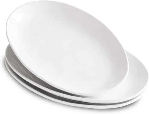 Miniatura 8 de Platos de porcelana para servir, bandejas grandes de 12 pulgadas, platos ovalados para aperitivos de postre, carne/entretenimiento/fiesta, juego