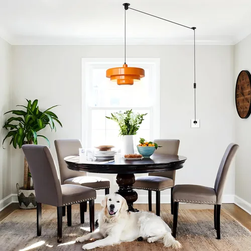 Miniatura 5 de FCTWAKS Mid Century Pendant Light Fixtures, 1 - Light Ceiling Pendant Lamp with 3-Layer Metal Shade, Height Adjustable, Vintage Hanging Lamp for