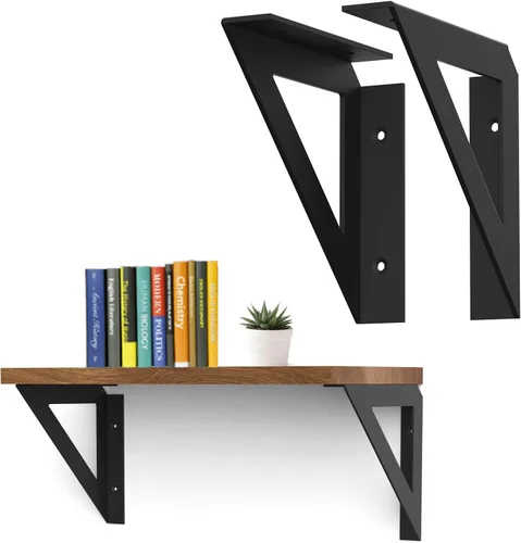Miniatura 11 de SOGAL Soporte de estante de 3 x 4 pulgadas, soportes de estante negros, soportes de estante pequeños, soportes angulares de soporte de estante