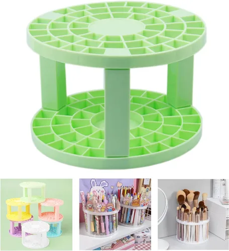 Miniatura 11 de Soporte redondo de plástico para pinceles y organizador de 50 agujeros, organizador de pintura acrílica para manualidades y brochas de maquillaje