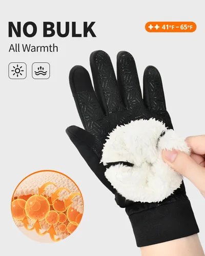 Miniatura 2 de RIGWARL Guantes de invierno para niños y niñas, guantes térmicos negros con pantalla táctil, guantes térmicos para niños, guantes deportivos cálidos