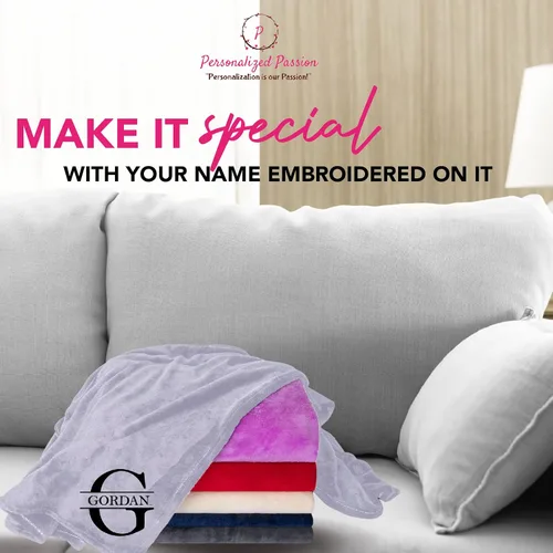 Miniatura 3 de Mantas personalizadas de pasión con nombre personalizado e inicial monograma - Súper suaves y acogedoras de forro polar - Manta personalizada unisex