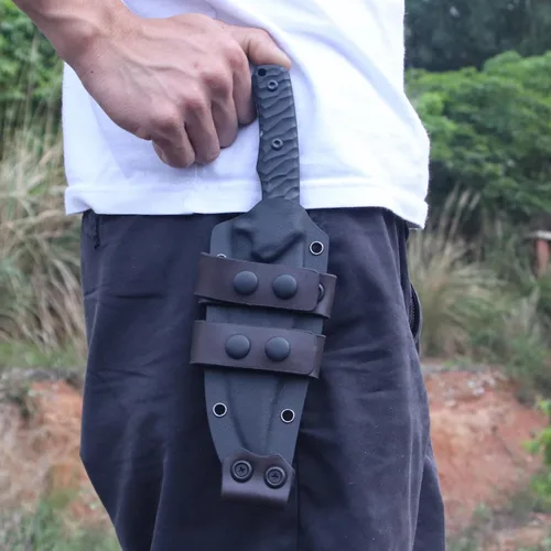 Miniatura 5 de Cuchillo afilado de hoja fija de 10.2 pulgadas, mango de acero G10, espiga completa, herramienta de caza, cuchillo de bushcraft al aire libre, Blanco