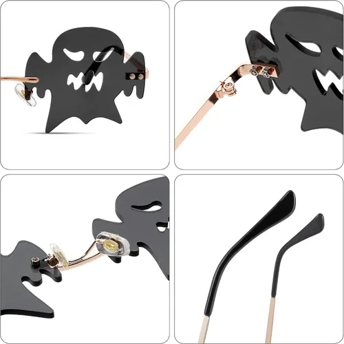 Miniatura 5 de DeBuff Gafas de sol de Halloween sin montura para mujeres y hombres, para fiesta, lindos bailes de graduación, cosplay, fuego, llama, estrella