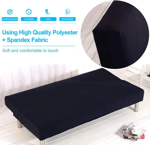 Miniatura 2 de ele ELEOPTION Funda de futón sin brazos, funda elástica para sofá cama, protector sin reposabrazos, elástico de elastano, moderno, simple, plegable