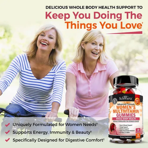 Miniatura 2 de Gomitas multivitamínicas para mujer con vitamina A, C, B6, B12, vitaminas D y E para apoyo inmunológico, multivitamínico gomoso para mujeres