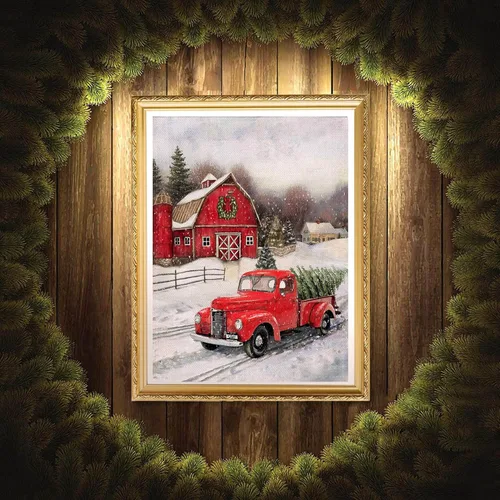 Miniatura 3 de RUIHA Kits de Pintura de Diamante de Navidad, Kit de Arte de Diamante de Invierno para Adultos, Pintura 5D de Camión con Diamante Taladro Completo