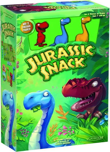 Jurassic Snack: divertido juego de mesa para jugar contra amigos y familiares, mantén tus dinosaurios vivos y alimentados para ganar, divertido
