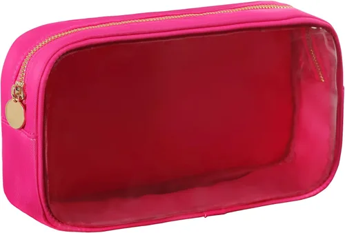 Miniatura 13 de Bolsa de maquillaje de viaje cosmética bolsa de maquillaje de aseo Orgnizer para mujeres, Sacos transparentes de color rosa intenso, Internacional