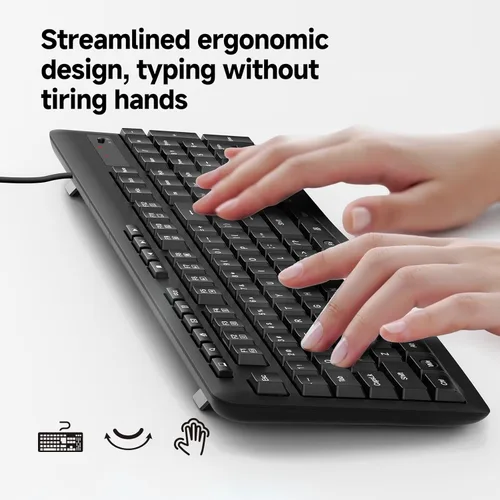 Miniatura 5 de Redragon BK7366 Teclado con cable, Teclado de Computadora USB Multimedia Silencioso, Teclado Silencioso con Teclado Numérico Grande, Resistente a
