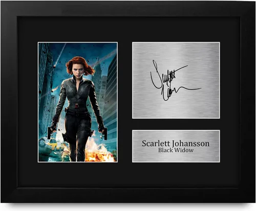 Miniatura 7 de HWC Trading Scarlett Johansson Black Widow Avengers - 16 x 12 pulgadas (A3) Impreso de regalos firmados con autógrafo para fanáticos de recuerdos