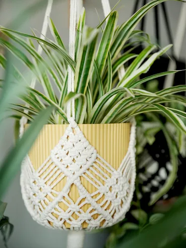 Miniatura 6 de Maceta Colgante con Patrones, Juego de 4 Colgadores de Macramé para Plantas de Interior, para Macetas de hasta 8 Pulgadas, Soporte de Ganchillo Boho