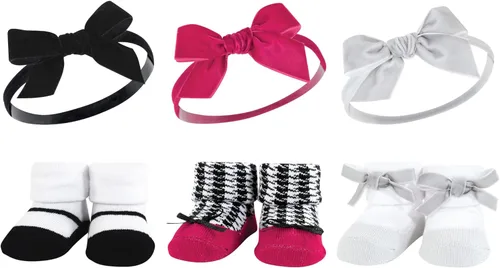 Miniatura 24 de Hudson Baby Conjunto de regalo de diadema y calcetines para niña Flor azul marino rosa