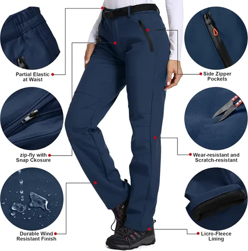 Miniatura 3 de Womens Waterproof Snow Ski Pants Hiking Fleece lined Insulated Windproof Softshell Snowboard Outdoor Pants