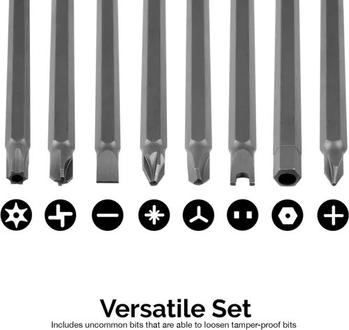 Miniatura 6 de NEIKO 10224A Juego de brocas de seguridad extra largas de 1/4 pulgadas, 32 puntas de destornillador para taladro, juego de brocas Torx de acero S2