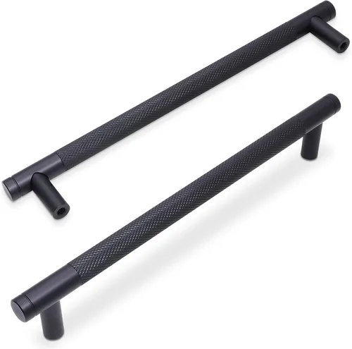 Miniatura 27 de Paquete de 10 tiradores para gabinete de cocina, tiradores mate negro y bronce champán, tiradores de cajón estriados negros, herrajes de cocina