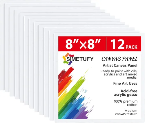 Miniatura 18 de Simetufy Paquete de 12 tableros de lienzo de 9 x 12 pulgadas para pintar paneles de lienzo, imprimados con gesso sin ácidos, 100% algodón