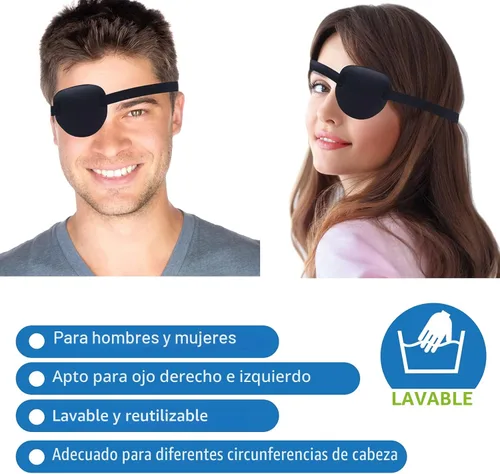 Miniatura 3 de 2 parches oculares para adultos y niños, parche ocular ajustable 3D para ojo derecho o izquierdo, cubierta de un ojo para ojos perezosos, disfraz