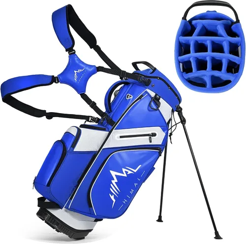 Miniatura 10 de UNIHIMAl Bolsa de golf de 14 vías, bolsa de golf de piel sintética para hombres y mujeres con parte superior de felpa, 10 bolsillos