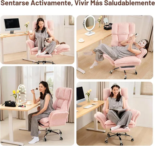 Miniatura 4 de Silla de oficina grande y alta, reposabrazos abatibles para mascotas y sentarse con las piernas cruzadas, silla ergonómica ejecutiva