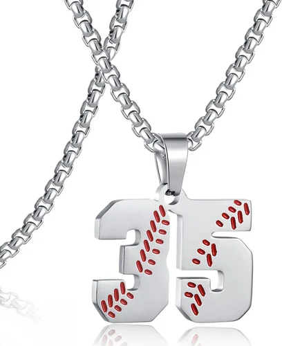 Miniatura 8 de SKQIR Colgante de número de jersey de béisbol para hombres y niños - Cadena de acero inoxidable para atletas - Negro
