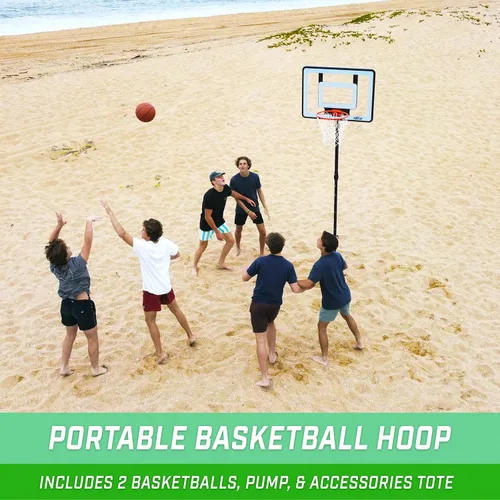 Miniatura 6 de GoSports Post Up - Aro de baloncesto portátil de playa para niños y adultos, juega en césped o arena, incluye 2 pelotas de baloncesto, bomba y bolsa