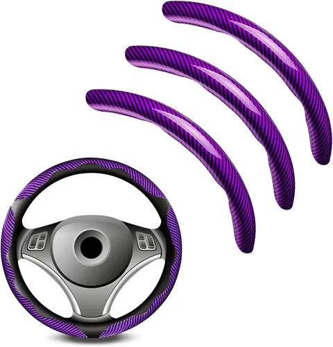 Miniatura 11 de 3 piezas de funda universal para volante de fibra de carbono - Diseño antideslizante y segmentado, protector de volante universal duradero al 99%