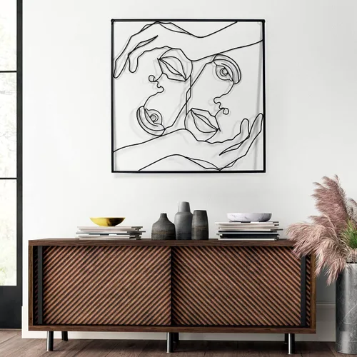 Miniatura 3 de Asense Arte de pared de metal para decoración de manos y líneas faciales, esculturas abstractas y modernas para colgar en la pared del hogar