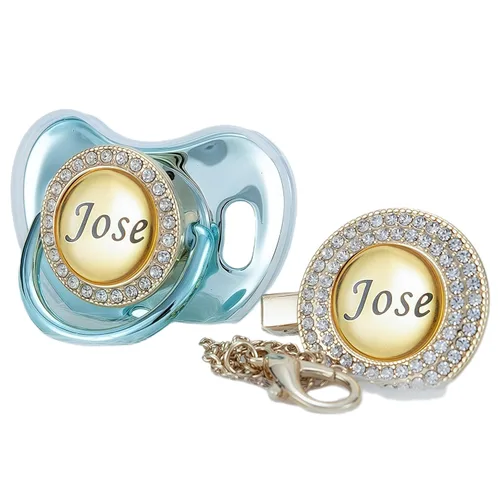 Miniatura 23 de Juego de Chupete y Clip con Nombre Personalizado Brillante - Binky Personalizado para Baby Shower, Recuerdo de Recién Nacido para Fotos Dorado
