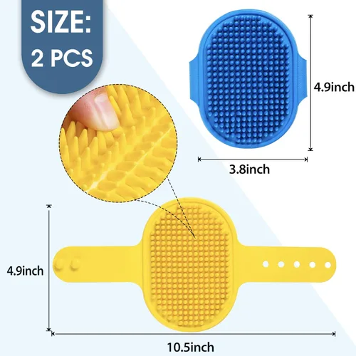 Miniatura 2 de Cepillo para aseo de perro, cepillo de baño con champú para mascotas Lilpep, peine de goma para masaje relajante con mango de anillo ajustable