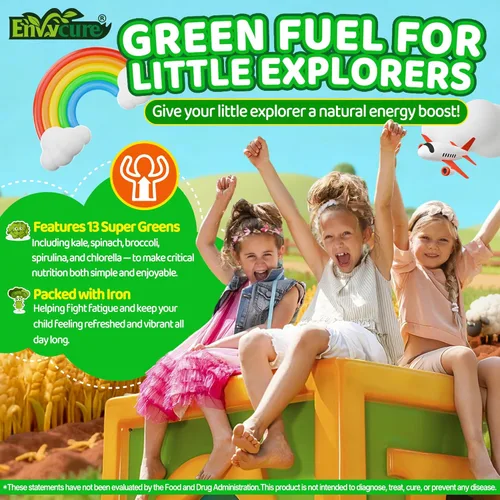 Miniatura 4 de Gomitas Super Greens para niños, con multivitaminas, más de 20 frutas vegetales, prebióticos, calcio, omega-3 (DHA/EPA), gomitas de superalimentos