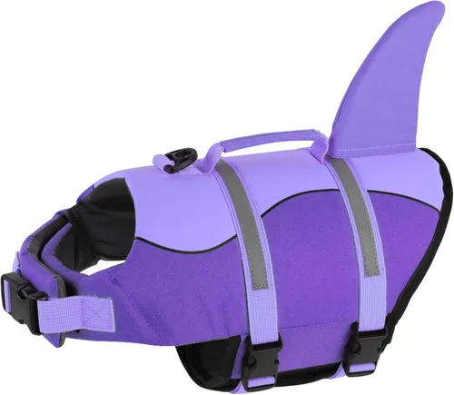 Miniatura 20 de Dogcheer Chaleco salvavidas para perros Tiburón, Chaleco salvavidas ajustable para perros para natación y navegación con flotabilidad superior y asa