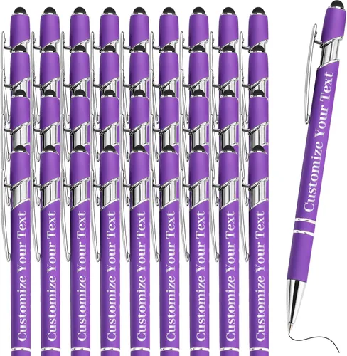 Miniatura 37 de Hasta 500 bolígrafos personalizados a granel con lápiz capacitivo, grabado, juego de bolígrafos con tu nombre, texto para mujeres de negocios