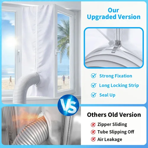 Miniatura 5 de Gruntbear Sello universal de ventana de 118.1 in para aire acondicionado portátil, sello de ventana de CA portátil de 118 pulgadas con cremallera