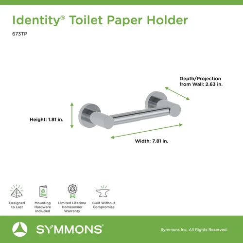 Miniatura 2 de Symmons 673TP Identity - Portarrollos de papel higiénico de pared en cromo pulido Cromado