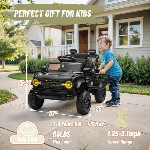 Miniatura 3 de YOFE Juguete de batería de 12V para niños, Ford Bronco Raptor Coche eléctrico para niños con control remoto para padres, camioneta con batería