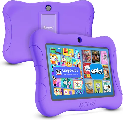 Miniatura 9 de Contixo Tablet Android Kids de 7" de 32 GB, incluye más de 50 libros de cuentos y calcomanías de Disney (valor de $200), funda protectora